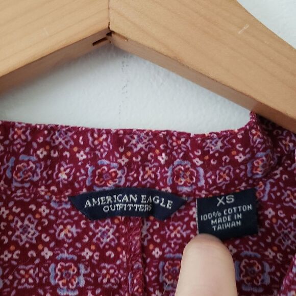 American Eagle Outfitters Button Down Bohemian Top Purple XS - Picture 4 of 6